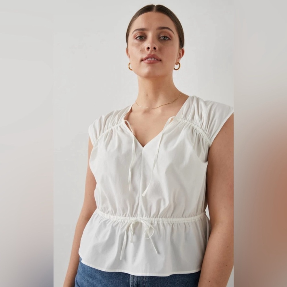 Rails‎ White Tie Front Peplum Blouse